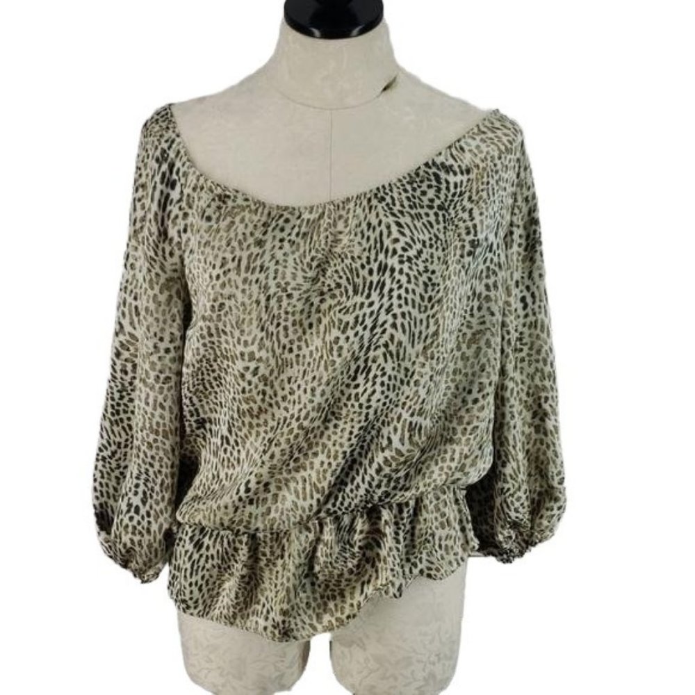 Vince Camuto Women's Cheetah Animal Print Off Shoulder Blouse Size‎ Small
